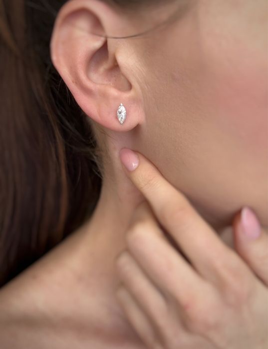 Cercei cu moissanite Marquise cut