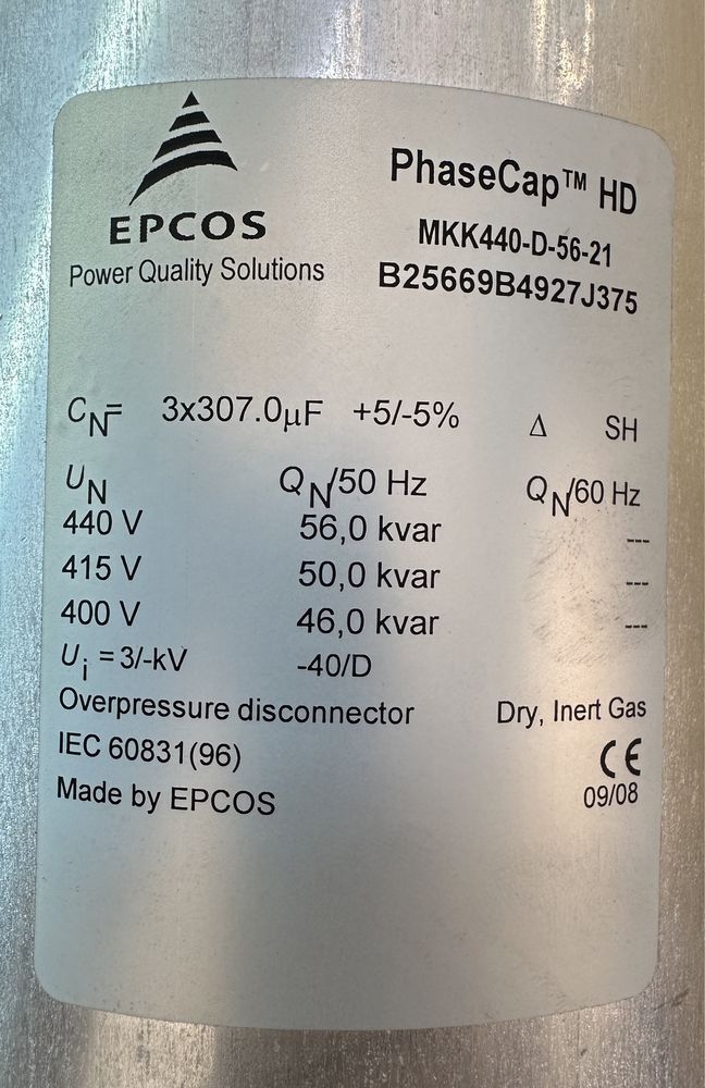 EPCOS condensator compensare energie reactiva 3x307micro 56Kvar