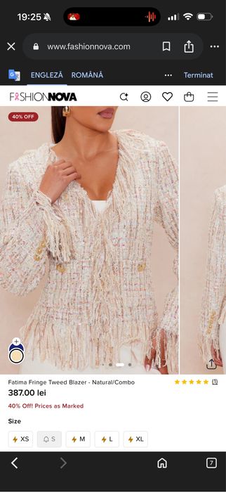 Sacou model chanel fashionova xs nou