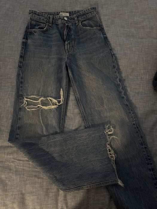 Дънки zara с висока талия и широк крачол