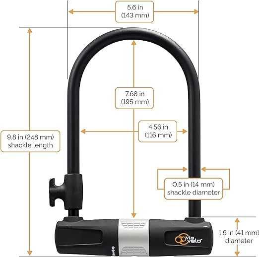 Замок велосипедный Via Velo Heavy Duty Bike U-Lock with Cable!