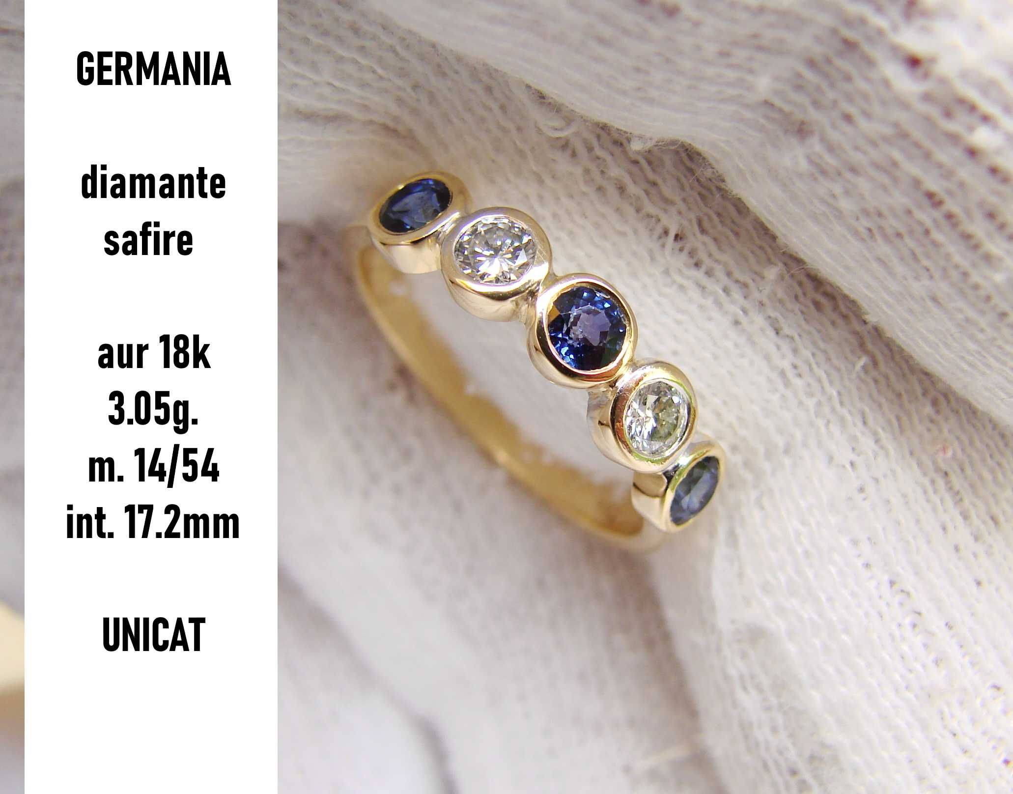 Inel Aur 18K Jubilee Cu Safire Si Diamante