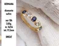 Inel Aur 18K Jubilee Cu Safire Diamante Aniversar Eternity Traditional