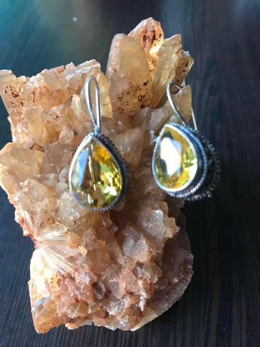 Cercei Argint 925 Vintage cu Pietre Semipretioase Citrin