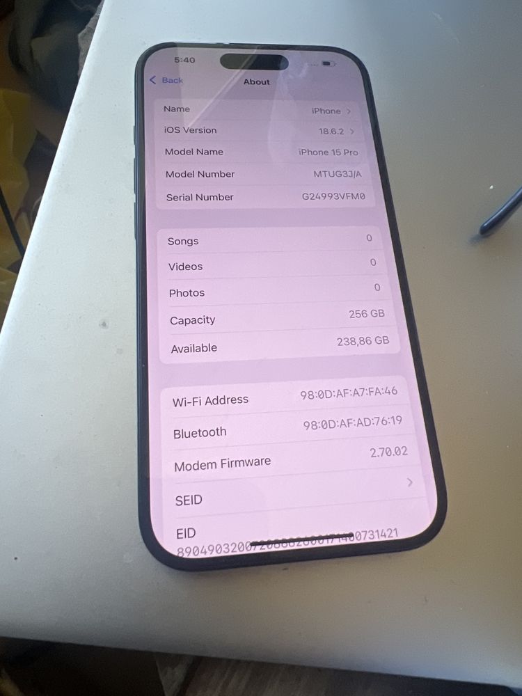 Iphone 15  pro 256gb