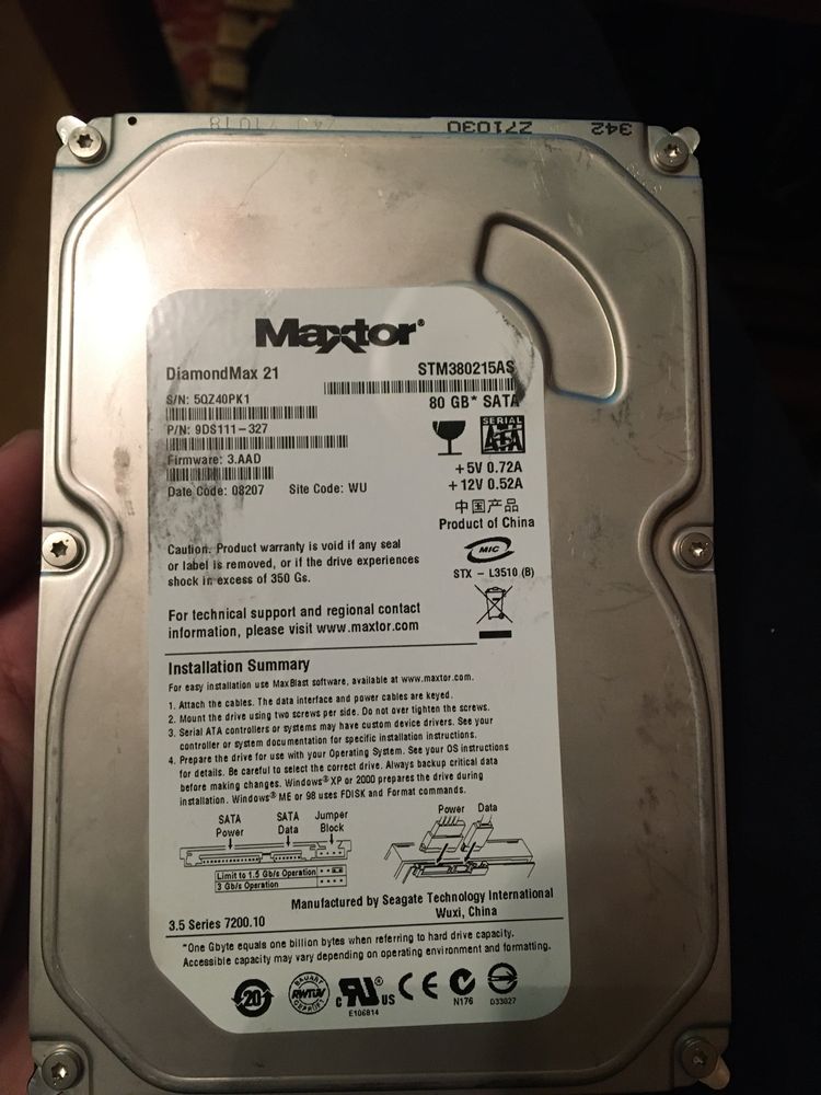 Hard pc Sata 80 gb