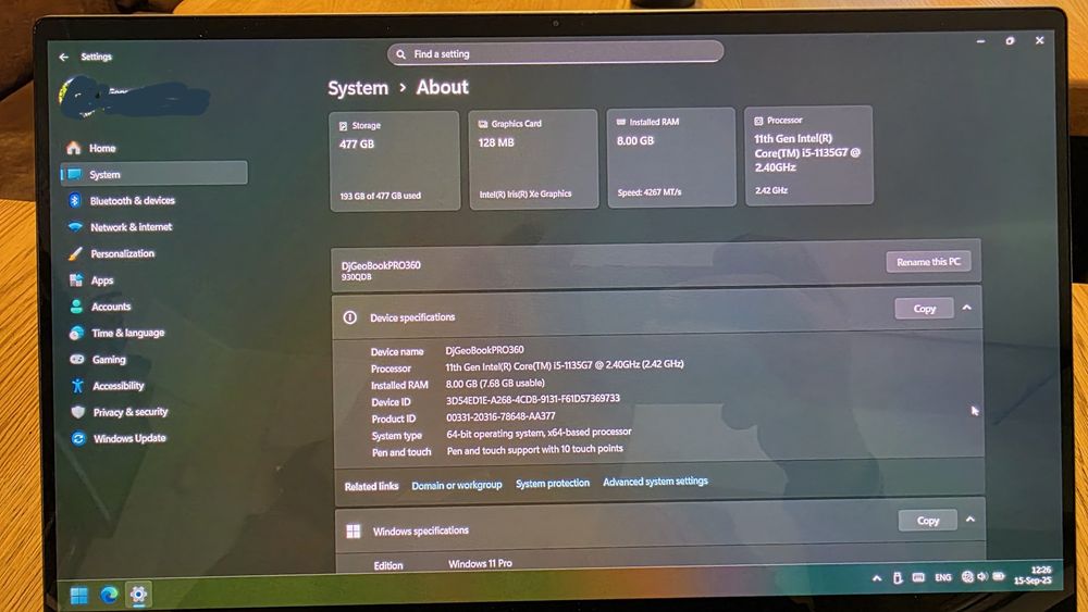 Laptop /tableta Samsung Galaxy Book 360, i5 Gen 11th, 8 Gb, 512 Gb SSD