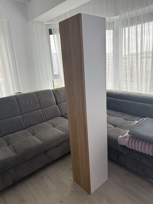 ENHET Corp înalt cu 4 poliţe/uşă, alb/aspect stejar, 30x32x180 cm