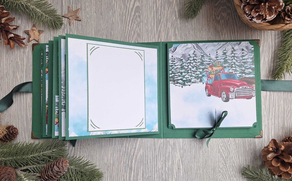 Коледен скрапбук албум "Снежна гора", ръчна изработка /54.20