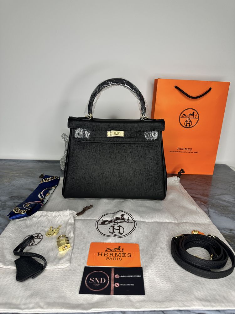 Geanta de lux HERMES Kelly 25 cm piele naturala 100% cadou