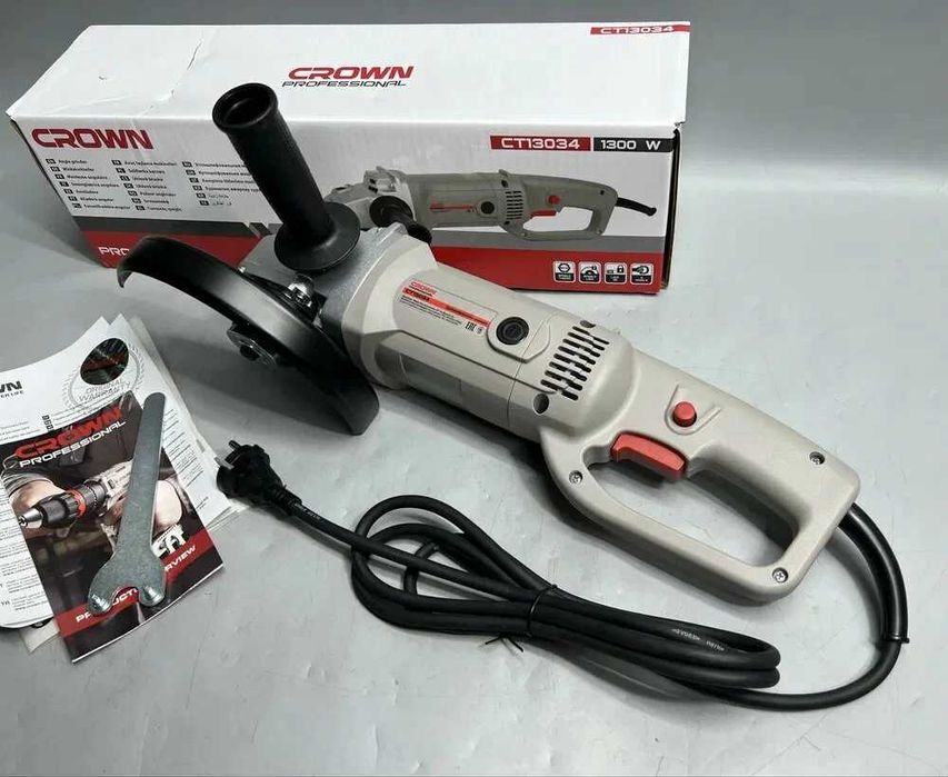 Болгарка Crown CT13034 — 1300 Вт, 180 мм, 8500 об/мин