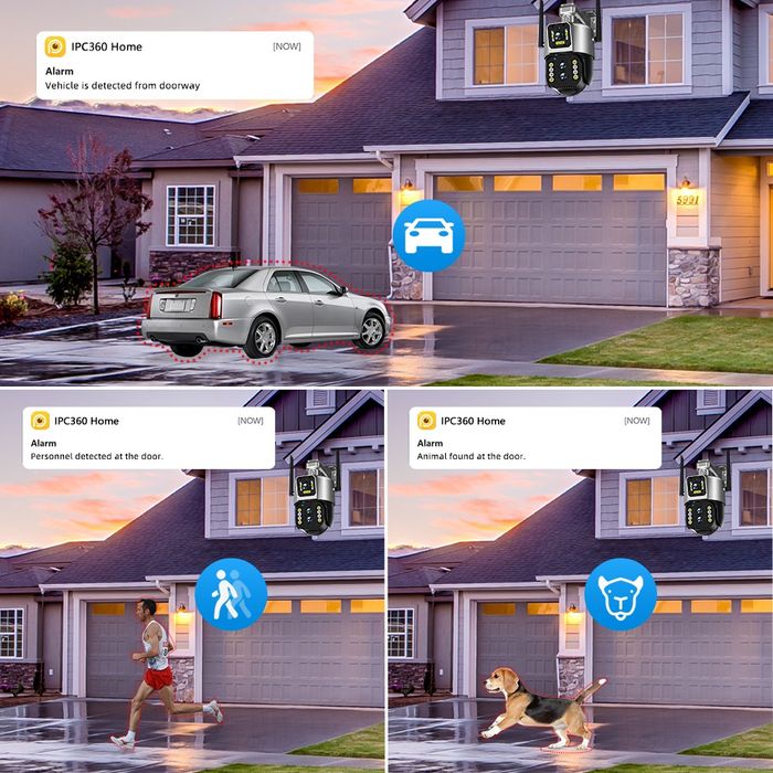 Camera de supraveghere triplă 12 MP, 4K Ultra HD Wi-Fi wifi