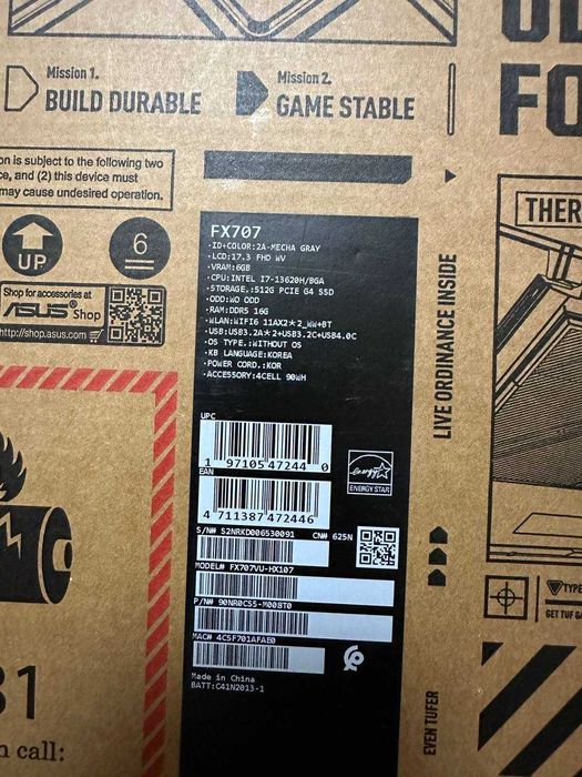 ASUS TUF Gaming FX707VU-HX107. Игровой ноутбук