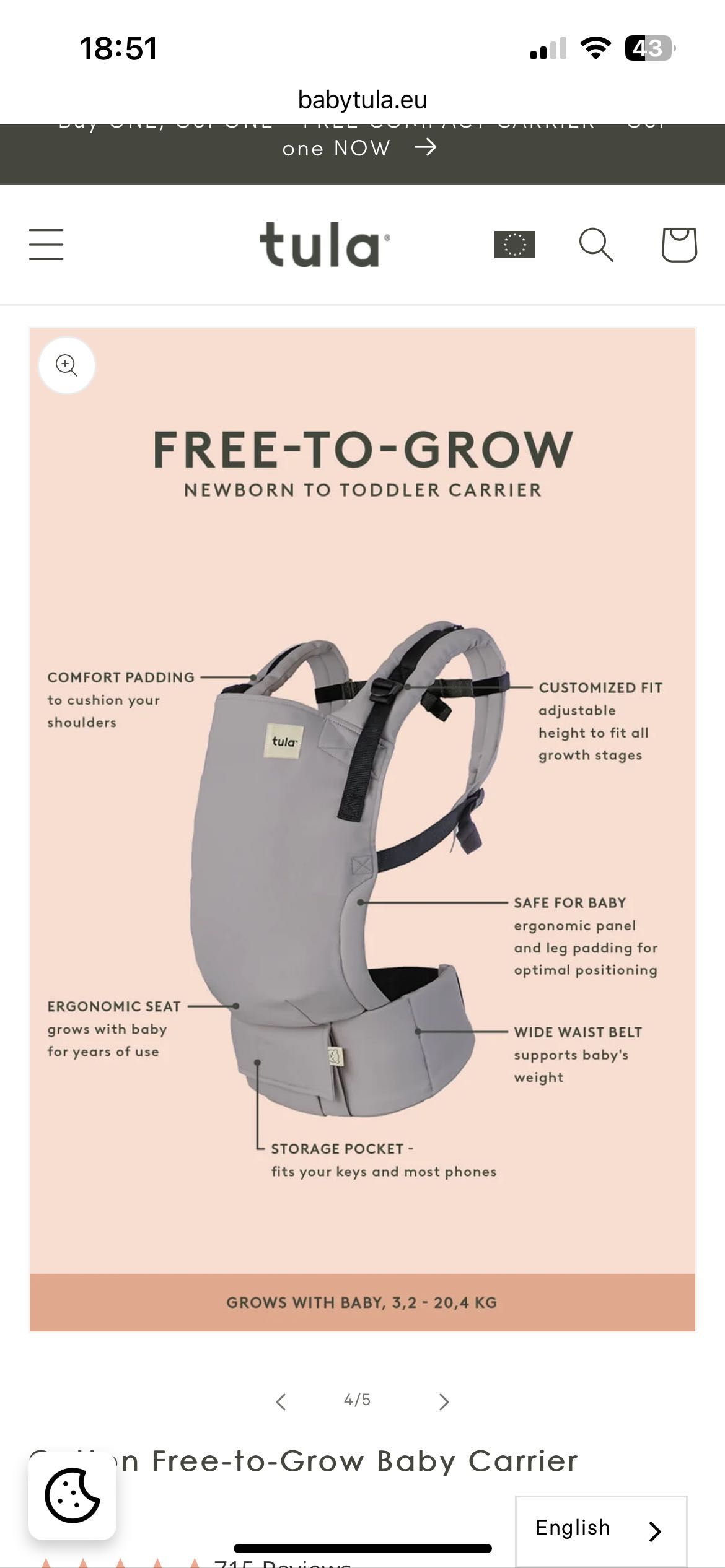 Sistem de purtat Tula Free-to-Grow port  bebe/ baby carrier