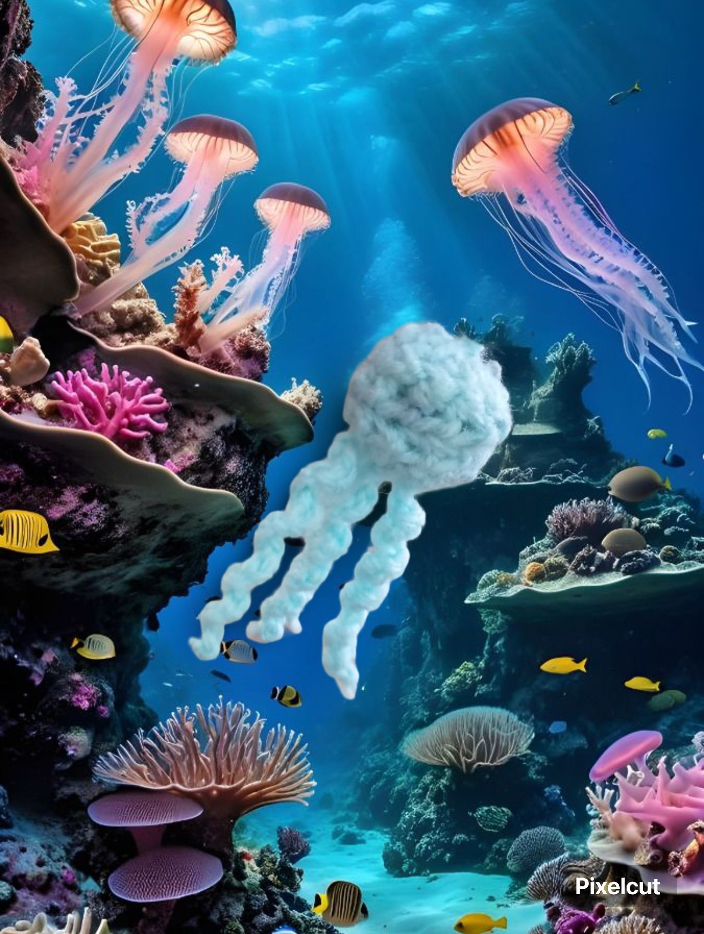 Meduza shaklidagi toʻqima kalitga osgich
