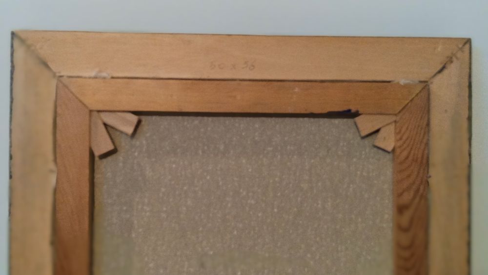 Peisaj iarna la munte,brazi inzapeziti, tablou pictat in ulei pe panza