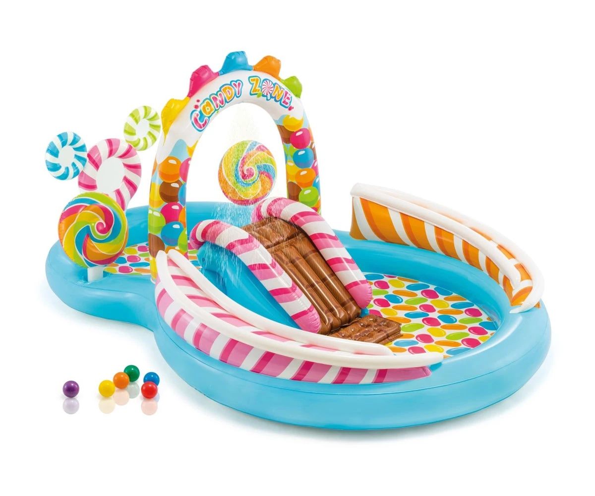 Детски Надуваем център за игра с пързалка Бонбонландия INTEX Candy Zon