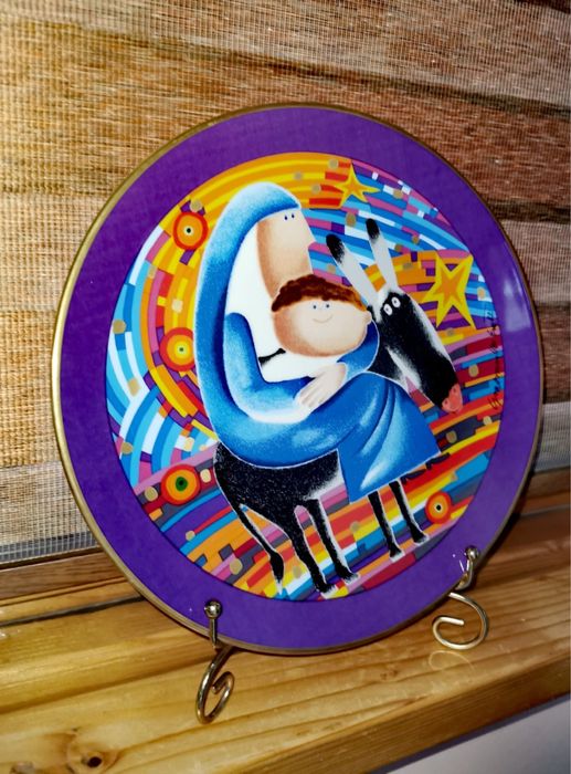 Порцелан коледна чиния плато лимитирано издание Azberg подписана 80г.