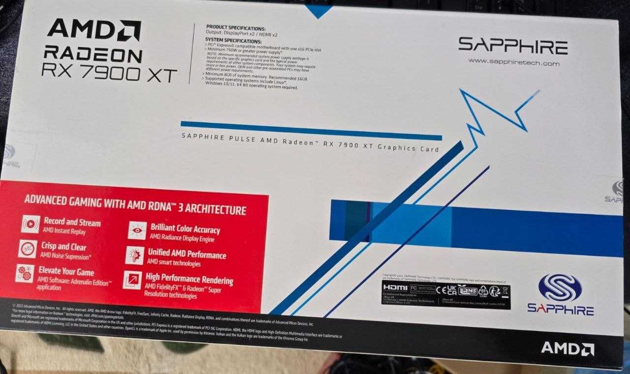 Видеокарта Sapphire PULSE AMD Radeon RX 7900 XT GAMING OC 20GB