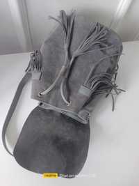 Американский рюкзак бохо серый кожа замша сумка чемодан кошелёк