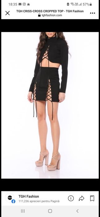 Fusta sexy cu crapaturi pe ambele picioare Tgh