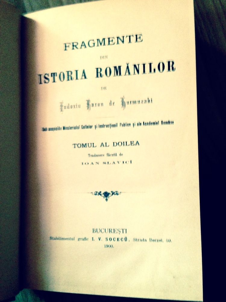 Hurmuzaki , Fragmente din istoria romanilor 3 volume