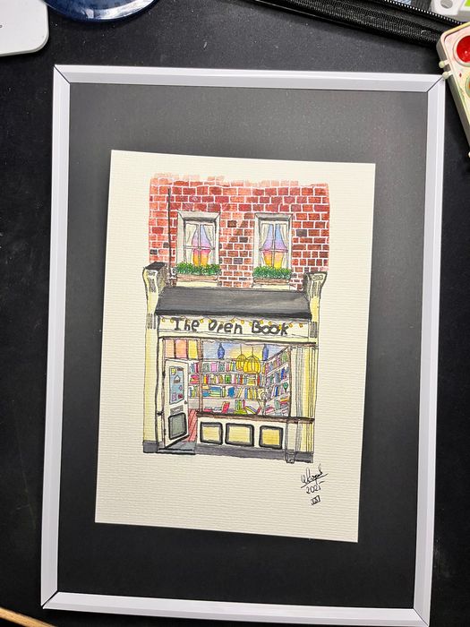 Tablou A4, Acuarela, librarie in chicago, semnat