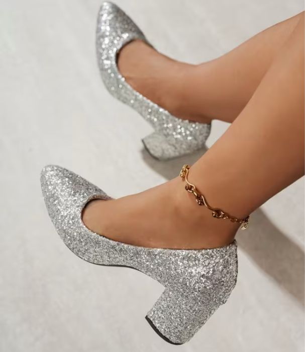 Официални, нови, сребърни токчета