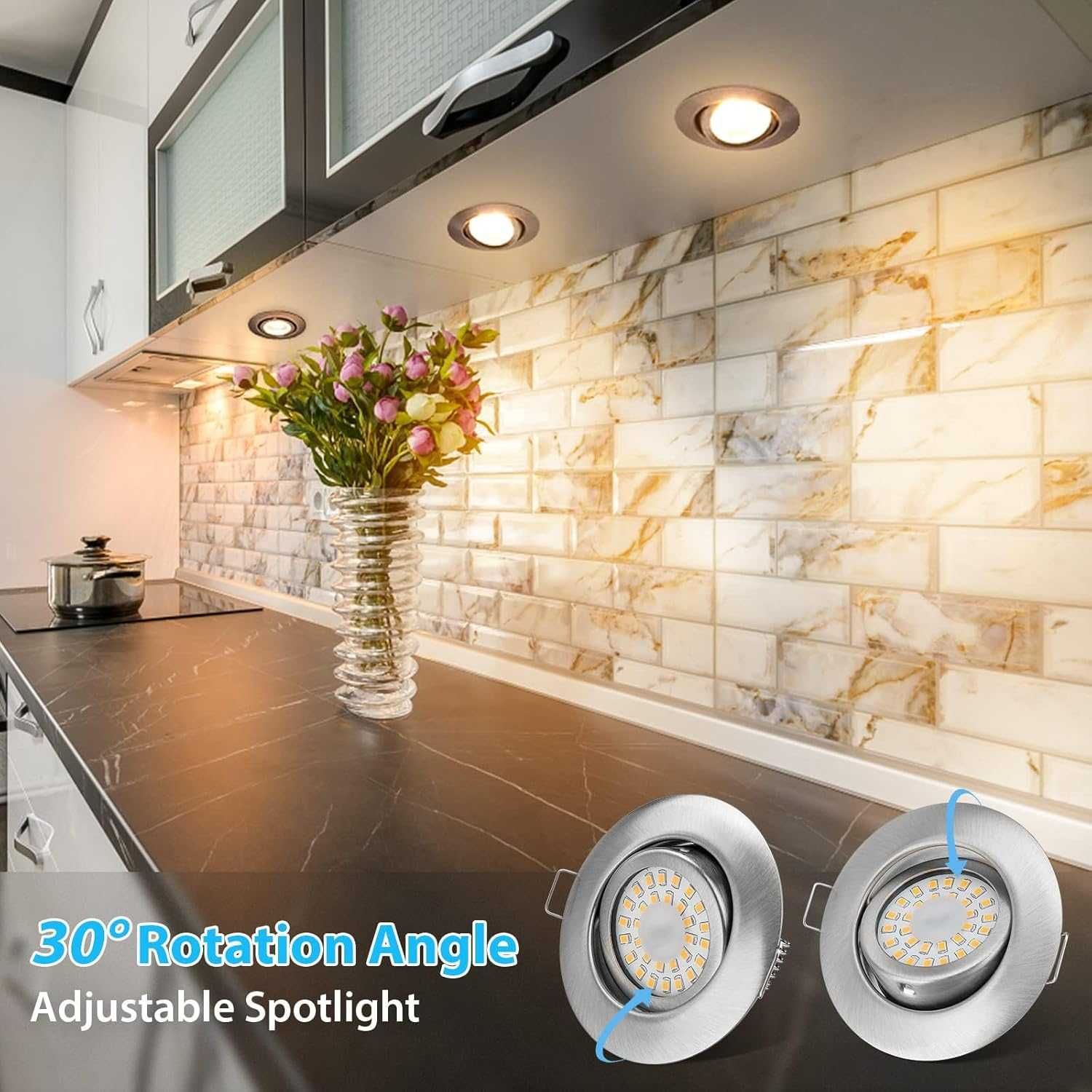 LED лунички, 6W, димируеми, IP44, неутрално бяло, 6 бр/к-кт