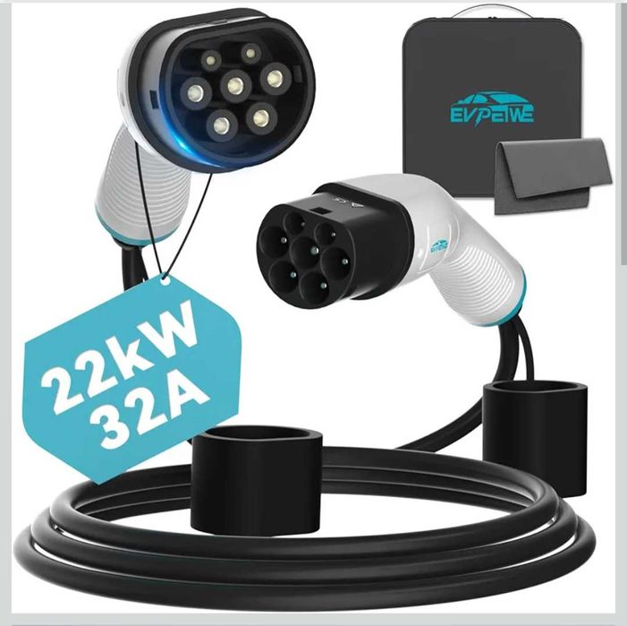 EVPEIWE 22KW 32A Кабел за зареждане на електрически автомобили тип 2