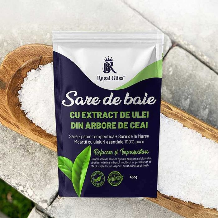 Сол с масло от чаено дърво и английска сол за уморени болезнени крака