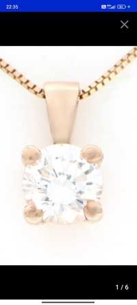 Pandantiv  aur roz 18ct cu diamant