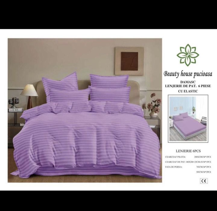 Lenjerii damasc 6 piese cu elastic