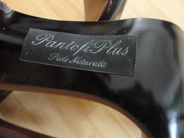 pantofi din piele naturala lacuita grena toc 12 cm, marimea 39