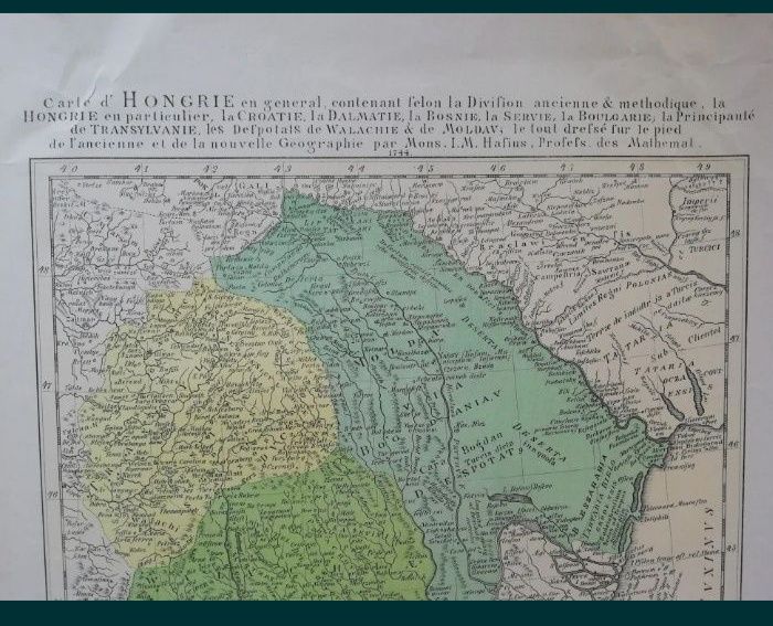 Harta Țărilor Române la 1744 tipar din 1880