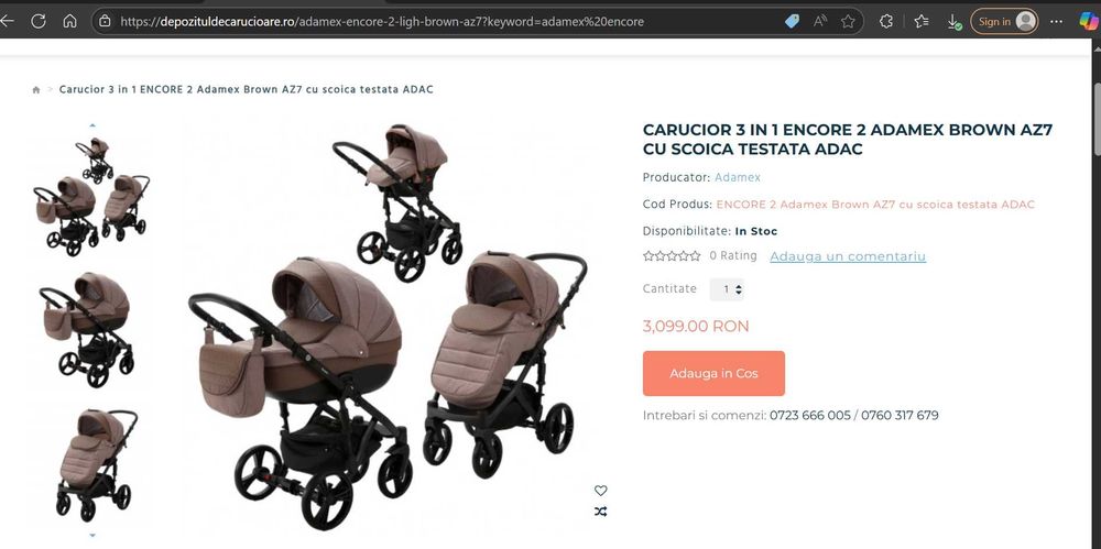 Carucior 3 in 1 ENCORE 2 Adamex Brown