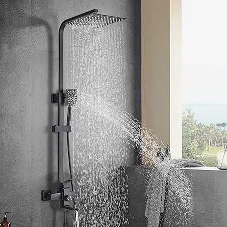 Coloană de duș neagră periată solidă Șeșinkin,kit de duș