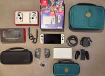Nintendo Switch OLED White + MOBAPAD M6 HD Joycons + Accesorii Zelda