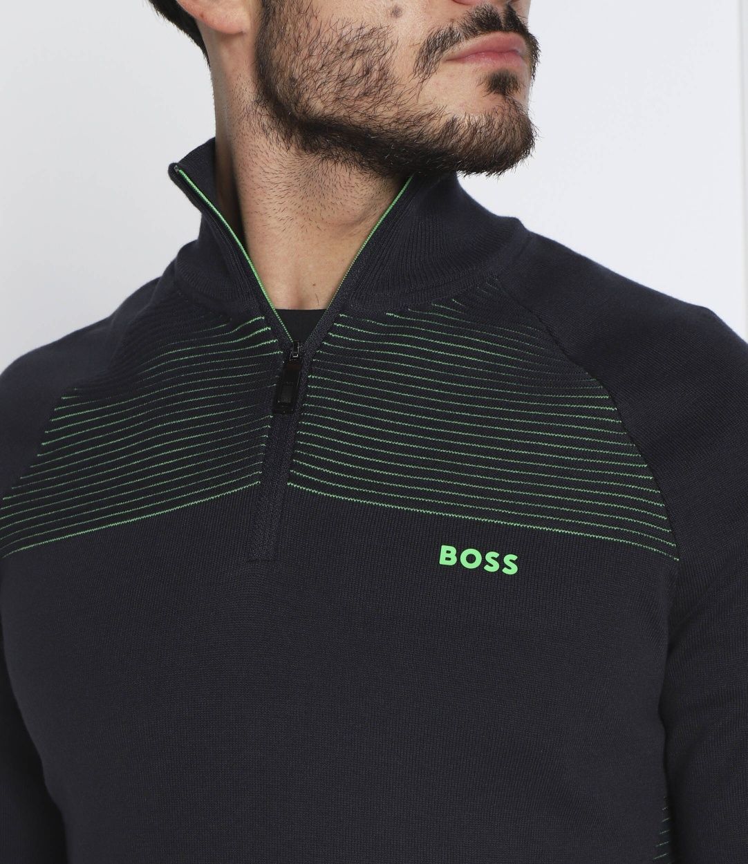 Мъжки пуловер BOSS Green Organic Cotton Zandi Half Zip
