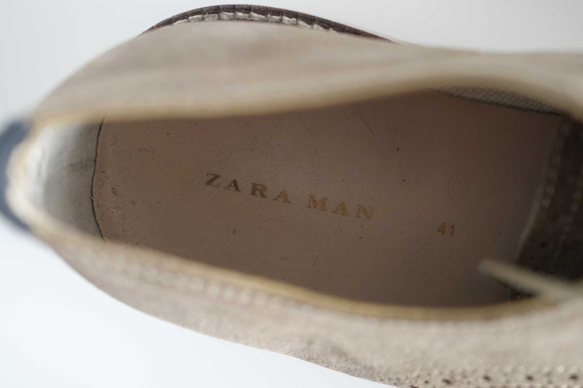 Pantofi eleganti piele intoarsa Zara Man 41 42 43 maro