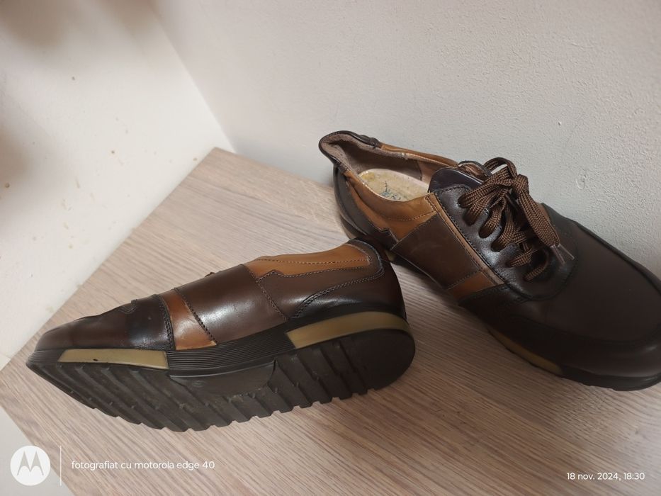 Pantofi piele naturala maro, număr 43