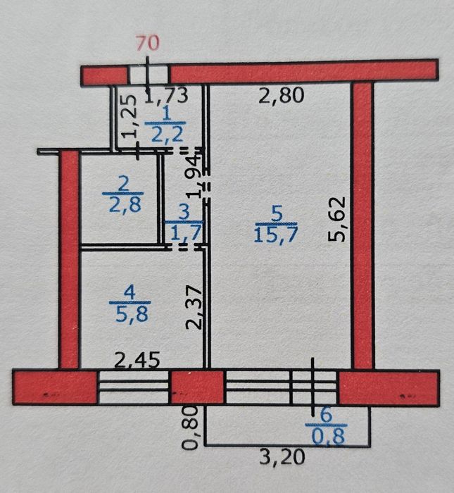 Продам 1 комнатную квартиру в центре города.