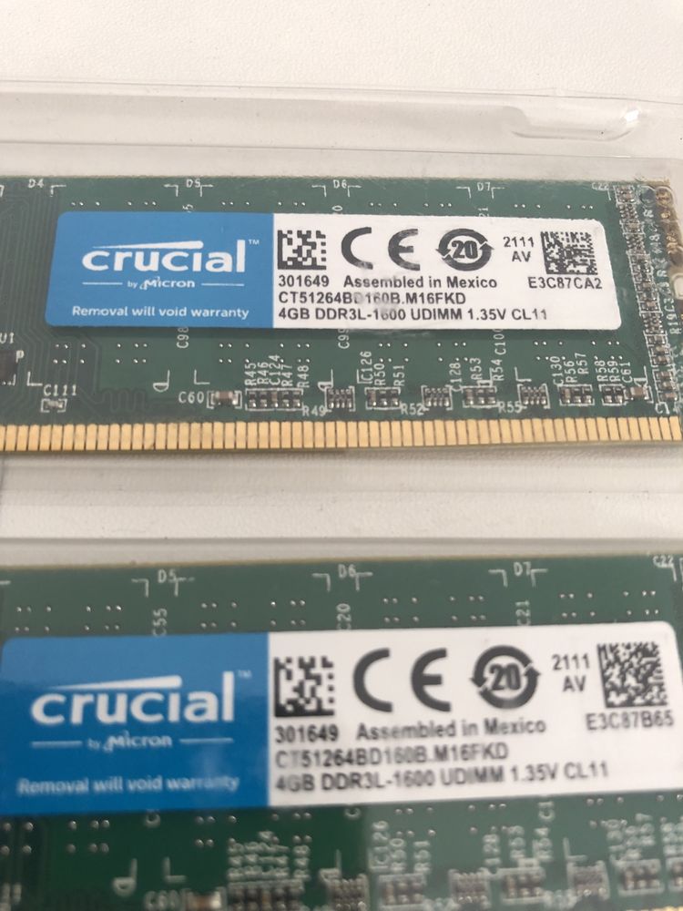 Ram PC DDR3L Crucial 8gb Kit 2x4Gb CL11 1.35V UDIMM nou