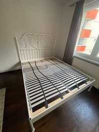 Cadru  metalic de pat pentru  dormitor, culoare alb, marca Ikea