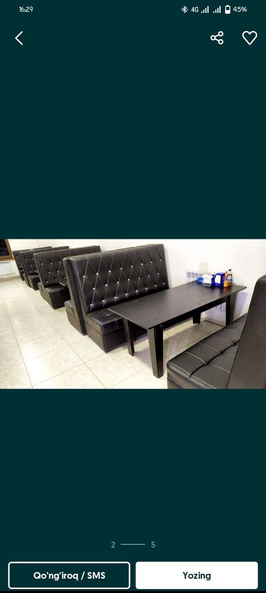 Yumshoq mebellar kafe va barlar uchun.
