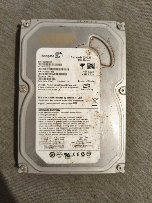 Hard Disk Desktop 3.5" Seagate Barracuda 160GB - Testat, Funcțional