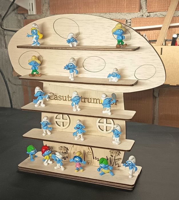 Casuta strumfi kit, activitate pentru copii, pentru colorat / asamb