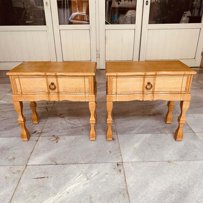 Оригинални датски нощни шкафчета Snedkergårdens-масивен дъб 60-70-те