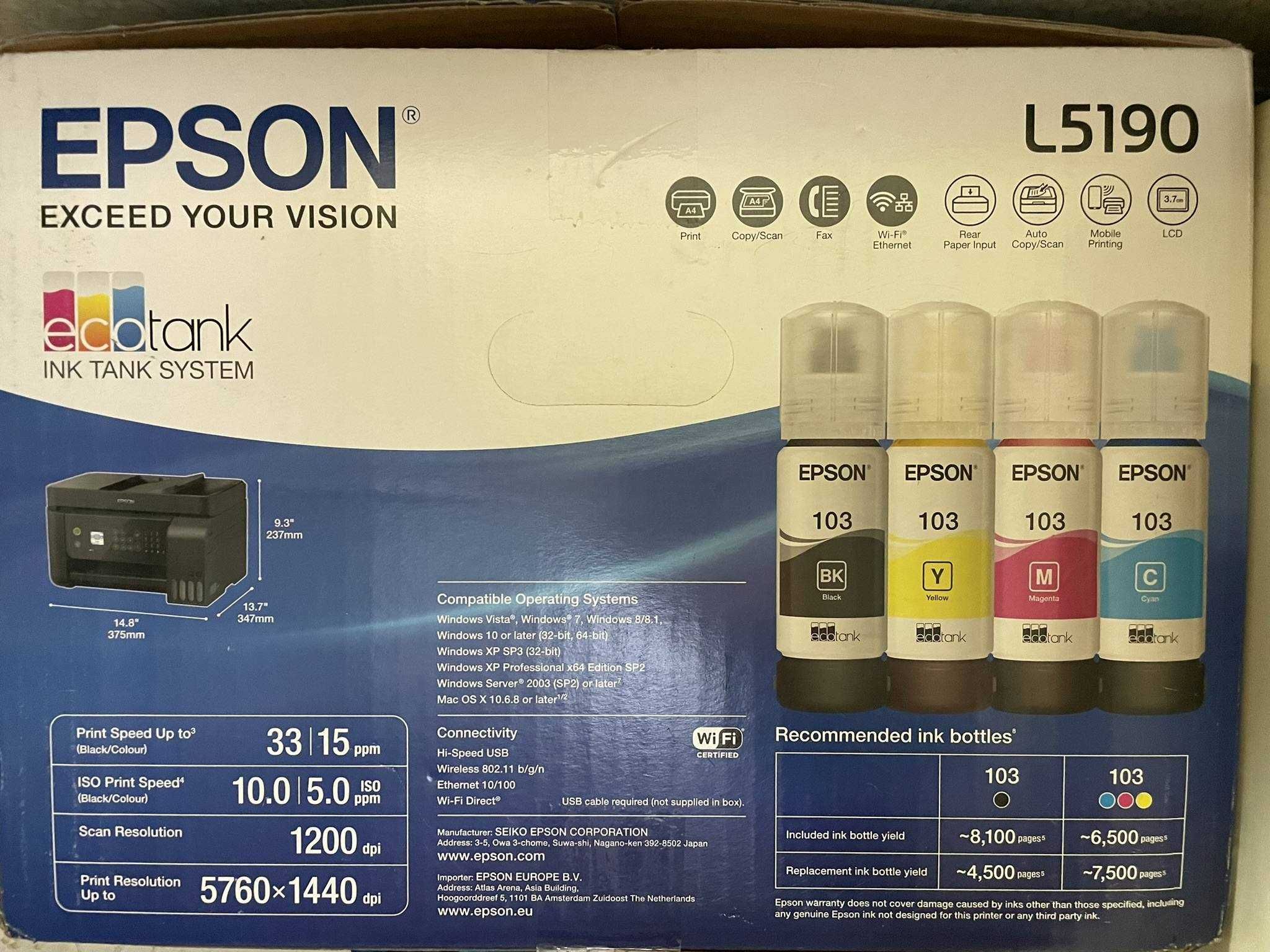 Multifunctional inkjet color Epson L5190 Ecotank