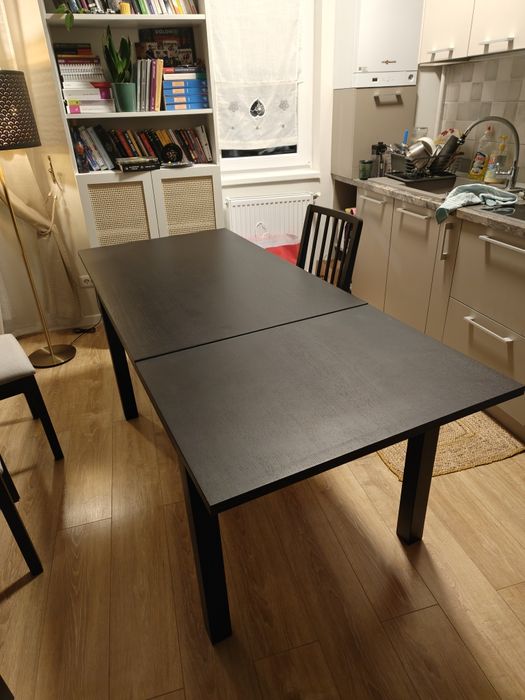 Masa extensibila living + 4 scaune maro închis Ikea 130/190x80 cm